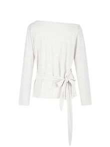 透明系带长袖罩衫，宽松显瘦性感休闲上衣 - 白色 - 查看 4