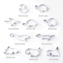 10pcs Dinosaur Shaped Cookie Cutter Set, Baking Mold Fruit & Vegetable Mold Baking Tools - Original Color Of Stainless Steel - View 1