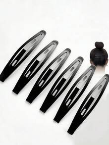 12pcs Simple Black Basic BB Clips Side Bangs Hair Clips For Women, Head Accessories, Hair Accessories For Women, Hair Slide, Hair Barrettes, Hairpin,Travel,Party - Black - View 3
