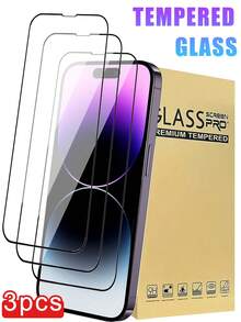 3 Packs - Full Coverage HD Full Adhesive 2.5D 9H High Hardness Tempered Glass Screen Protector, Excellent Value For Money, Compatible With 17 Pro Max/17 Pro/16E/16/16 Plus/16 Pro/16 Pro Max, 15/15 Plus/15 Pro/15 Pro Max, 14/14 Plus/14 Pro/14 Pro Max, 13/13 Mini/13 Pro/13 Pro Max, 12/12 Mini/12 Pro/12 Pro Max, 11/11 Pro/11 Pro Max, X/XS/XS Max, 8/8 Plus/7/7 Plus Series. Features Include Drop Protection, Scratch Resistance, Smooth Touch, And Fingerprint Resistance. Suitable For Use With Phone Cases - Clear - View 17