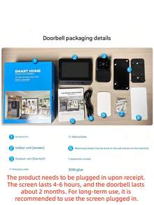 1 件无线视频门铃摄像头，1080P 高清视频和 4.3 英寸显示器，用于实时家庭监控，WIFI 智能门铃，无需应用程序或互联网，本地存储，夜视，双向音频，触摸控制 - 彩色 - 查看 14