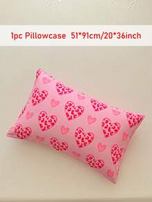 1/2 件装粉色豹纹爱心图案数码印花涤纶枕套，卡通可爱抱枕套，四季皆宜，柔软透气，可机洗，女士装饰抱枕套，不含枕芯 - 粉色 - 查看 9