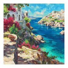 1件套全圆钻石画套装，海岸礁石风景十字绣，成人手工装饰家居用品，40x40厘米，无框 - 彩色 - 查看 2