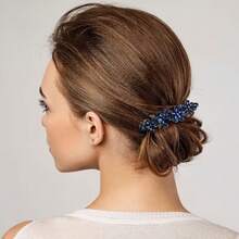 1pc Elegant Crystal Hair Clip, Women Bridal Hair Accessory, Shiny Crystal Hair Clip, Wedding, Bride Long Hair (Blue Flower, 1 Piece), Perfect Valentine's Day Gift - Multicolor - View 5