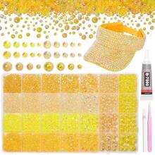 14000Pcs Mixed Yellow Flatback Rhinestones And Pearls For Bedazzling Kit, 2-6mm Resin Gems Bedazzling Rhinestone, 4-10mm Flatback Pearls Gems Rhinestones For Crafting DIY Face Makeup - S9 - 查看 2