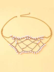 时尚夸张珍珠面具，适合西方派对、夜总会、水钻面具 - 彩色 - 查看 5