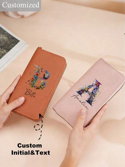 Cartera personalizada y personalizable con iniciales/texto - Carteras de mujer personalizadas, Portacartas y estuche de identificación con texto personalizado, Diseño de letra retro, Regalo de Pascua, Regalo perfecto para la novia, Carteras para mujer, Local, Útiles escolares, Vuelta al cole, Regalo escolar, Para la oficina, Para la escuela, Para el aula, Para regalos de maestros, Para la universidad, Para colegas, Para dormitorios