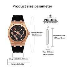 PINTIME 男士石英表，石英机芯，硅胶表带，大表盘日历腕表，适合各种场合，任何男士佩戴都很帅气 - 均碼 - 查看 2
