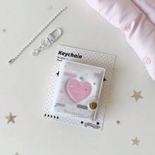 2-Inch Simple Korean Style Photo Album, Hollow Heart Shaped Idol Photo Card Holder, Keychain Pendant