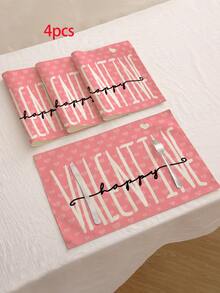 1pc/4pcs/6pcs/60pcs Valentine's Day Polyester Decorative Placemats, Pink Heart, Car, Balloon Placemats, Stain-Resistant, Suitable For Home, Restaurant, Dining Table Decor, Housewarming, Birthday Gifts - Multicolor - View 18