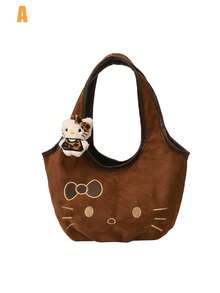 Brown Sanrio Cartoon Cute Plush Shoulder Bag, Handbag, Versatile Daily Handbag, New Autumn/Winter Shoulder Bag, Student Shoulder Bag, Party Small Gift, Exquisite Birthday Gift - Multicolor - View 4