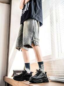 男士软底新款休闲运动鞋，轻便、时尚、减震、透气、多功能跑步鞋 - 黑色 - 查看 5