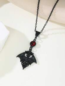 1件哥特式神秘吸血蝙蝠吊坠项链异教复古朋克风格男士派对配饰情侣套装 - 項鍊 - 查看 6