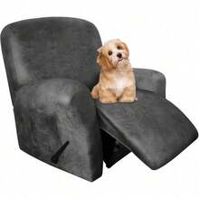 Trugenix-Recliner Sofa Covers - Leather Like Recliner Sofa Covers 3 Seater Recliner Couch Covers For 3 Cushion Couch 8 Pieces Washable Stretch Reclining Sofa Slipcovers (Brown)-GP - 02-淺灰色 - 查看 8