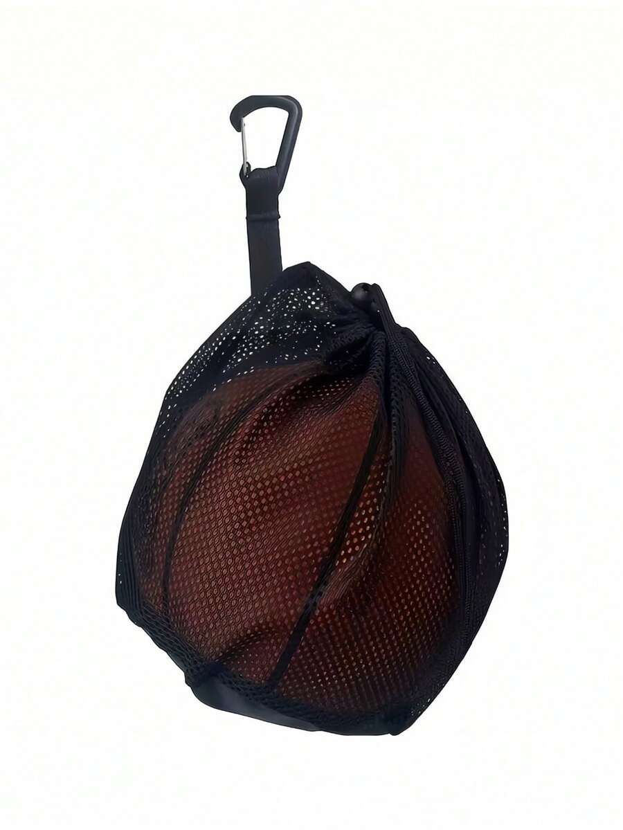 Bolsa de red con cordón multifuncional para deportes, bolsa de red de baloncesto portátil, bolsa de almacenamiento de balones, bolsa de malla con bolsillo con cremallera, adecuada para hombres y mujeres, para almacenamiento de equipos de baloncesto, fútbol, fútbol, voleibol y rugby