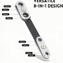 公制 8 合 1 可调扳手多功能工具，双头扳手，多位置扳手头，盒式或开口式可选 - 彩色 - 查看 9