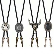 Tendencia4 Pcs Vintage Corbata Vaquera, Estilo Clásico Occidental Plateado 4pcs Combinación 2Calidad premium - 1 - Ver 1