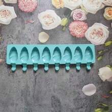 1个硅胶冰淇淋模具，带有8个独特的螺旋水滴形凹槽，非常适合DIY冰淇淋和冰棒制作，冰棒模具，易于脱模，可重复使用，冰格，冰块模具，软冰块模具，冰块模具 - 彩色 - 查看 13