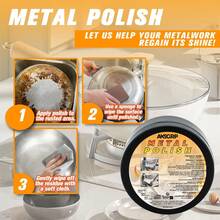 1支金属抛光膏 - 除锈、去氧化、恢复光泽 | 不含研磨剂，持久光亮，适用于厨房用具、汽车轮毂、家具五金和珠宝首饰