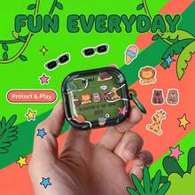 动漫卡通椰树动物园图案保护套，兼容 Pro 2/3、3无线蓝牙4/3，柔软耳机套 - 綠色 - 查看 10