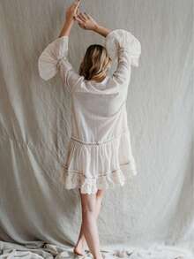 MIA BRAZIL Vestido Feminino  Boho Bordado Manga Flare Leve e Elegante-1303