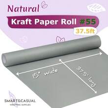 SMART&CASUAL 15\ X 450\ (37.5') Kraft Paper Roll For Art Craft Supplies Gift Wrapping Moving PacFKing  Painting Drawing Paint Easel Poster Chart Paper (Light Grey, 15\ W X 450\ L (37.5')) - Lightgrey - 查看 3