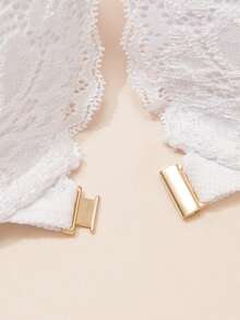 Deyllo Áo ngực ren trắng gợi cảm cổ chữ V sâu, khóa kim loại phía trước, lưng chéo, dây đeo có thể điều chỉnh, đồ lót, cỡ cúp A-F - trắng - Xem 9