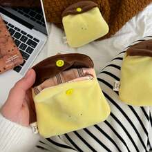 1/2pcs Set Fashionable Color Block Coin Purse, Creative Mini Plush Earphone Holder & Card Case - Multicolor - View 3