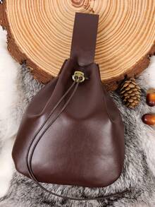 2 piezas Bolsa de cinturón de cuero medieval, bolsa con cordón estilo vikingo y renacentista, conjunto de disfraces para LARP, cosplay y recreación histórica - A - Ver 5