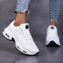 Women's Air Running Shoes - Lightweight Walking Sneakers With Air Cushion & Non-Slip Sole For Gym Workout Sports - Purple Mesh Upper & Soft Fabric Lining - Removable Sockliner For Comfort - 白色 - 查看 7