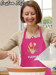 1pc Customized Printed Fashionable Apron - Unisex Sleeveless Nordic Style Kitchen Apron, Customized Black Cooking Apron, Modern Polyester Waterproof Apron, Customized Kitchen Apron, Customized Fun Cooking Kitchen Apron, Customized Cooking Utensils, Washing Gloves - Multicolor - View 7