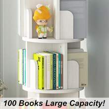 Estantería giratoria de 360 estantes de Almacenamiento para niños y Adultos, Estante Giratorio de Esquina para Espacio pequeño, Organizador Giratorio de Madera para recámara, Sala de - Blanco - Ver 4