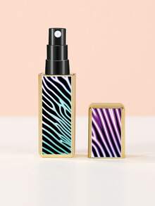 1个豹纹方形香水可灌装旅行瓶，5毫升底部纹理灌装瓶