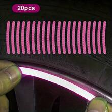 40pcs Reflective Car Wheel Stickers, Universal Size, Luminous Stripes, For Automotive Wheel Hub Decoration, Pink & Purple - Durable Paper Material - 40pc Car Reflective Wheel Stickers - View 8