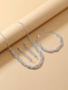 1 Set Elegant Princess Tiara Crown, Necklace, Earrings 3pcs Jewelry Set, Bridal Accessories For Party, Wedding, Birthday, Cosplay, Alloy Crystal Bride Crown, Wedding Decorations, Costume Accessories - 028 Chain - View 6