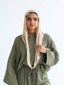 1件装女士经典纯色头巾，预缝制三角围巾，可环绕颈部，可调节头巾，柔软舒适的粘胶面料，适合搭配头巾服饰、日常穿着、运动、瑜伽 - 多色 - 查看 14