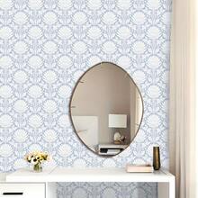 1 Roll Modern Minimalist Style Self-Adhesive Wallpaper, Light Blue Symmetrical Floral Pattern Vinyl Wallpaper, Seamless Wall Contact Paper, Removable And Reusable, Waterproof, Suitable For Bedroom, Living Room, Dining Room, Entryway, Fireplace, Home Decor, Cabinet, Vanity, Bookshelf, Furniture Renovation DIY - Mixed Colors - View 5