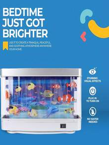 LED Dynamic Aquarium, Mini Fish Tank With Tropical Decor Lights, Moving Fish, Sensory Lamp, Wall Mount Display, Ocean Scene Decoration Lights, Suitable For Bedroom, Living Room, Office, Aquarium Decor, Office Relaxation, Marine Theme Lighting, Switch Control - Multicolor - View 6