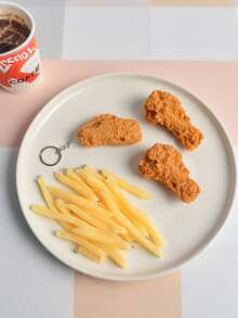 Fashion Chicken Nugget & Drumstick Keychain, Realistic Food Model Keyring, Cute PVC Food Pendant, Funny Keychain Decor Accessory For Luggage, Handbag, Wallet, Car Keys, Backpack, Unique Food Gift For Adults, Friends, Couples, Food Lovers, Back To School, Daily Decor, Birthday, Holiday, Party - A - View 10