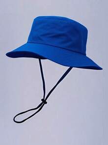 1pc Unisex Solid Color Bucket Hat With Drawstring, Outdoor Travel Hiking Casual Lightweight Fashionable Sports Sun Hat, Suitable For All Ages, Summer Sun Protection - MianDi - View 4