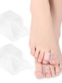 2pcs Unisex Toe Separator, Yoga Toe Separator, Silicone Toe Separator, Toe Stretcher, Overlapping Toe Separator, Foot Care Tool - Transparent - View 2