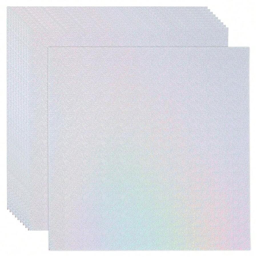 12\X12\ Holographic Cardstock, 20 Pack Metallic Iridescent Mirror Paper Foil Board Reflective Sheets For Scrapbook Poster DIY Craft, Style 6 - Multicolored - 查看 1