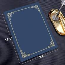 Certificate Holders 25 Packs Navy Blue,Diploma Holders Certificate Covers Gold Foil Border For Letter Size 8.5x11 Certificate Papers,Cardstock, Award, Graduation Documents - 海軍藍 - 查看 3