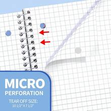 Cuaderno espiral, 1 materia, papel cuadriculado, 8" X 10-1/2", 100 hojas por cuaderno, papel perforado de 3 agujeros, cubierta resistente al agua, cuadernos de espiral cuadriculados para trabajo, hogar, escuela, escritura, azul - Azul - Ver 6