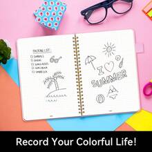 Alltree Spiral Dot Grid Notebook Journal, Dotted Paper Notebook For Work, Hardcover Spiral Notebook With Pen Loop, Pocket, Stickers, 160 Pages, Journal For Women & Men, Pink(6inchx8.5inch) - DottedDotted - View 4
