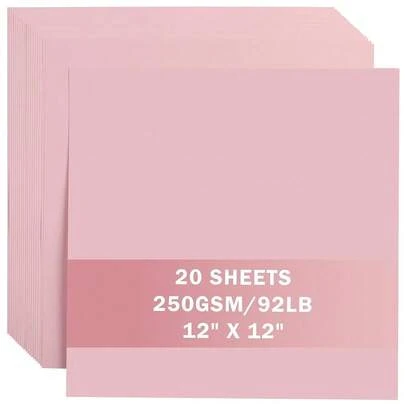20 Sheets Light Pink Cardstock 12\ X 12\ Card Stock 250gsm/92lb Thick Construction Paper For , Scrapbook, Crafts, Card MaFKing UAP34BP20