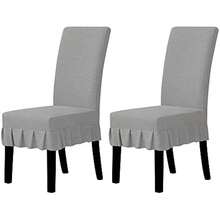 Easy-Going Dining Chair Covers Stretch Parsons Chair Slipcover With Skirt Chair Covers For Dining Room Restaurant Banquet (2 PCS, Light Gray) Local Shipping - 紅色 - 查看 2