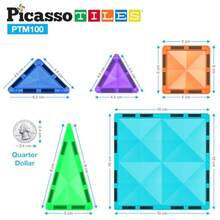 PicassoTiles - Juego de 100 Piezas de Mini Bloques magneticos Serie de Diamantes Bloques de construccion con iman Aprendizaje Stem para niños a Partir de 3 años PTM100Diversión infantil, alegría, juguetes necesarios para niños - Multicolor - Ver 4