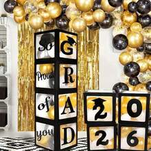 2026届毕业派对装饰 - 4个黑色气球盒，印有“GRAD 2026 So Proud Of You”字样，纸质气球花环，无需用电，不含羽毛，毕业典礼用品 - 彩色 - 查看 18