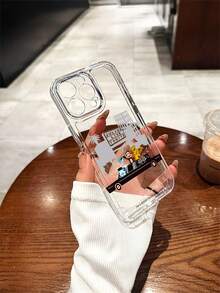 Paul Frank 官方授权透明太空主题手机壳，全包防震摄像头保护，饰有猴子、熊、狗弹吉他图案，全新设计，兼容 13/14/15/16/17 Pro Max - 彩色 - 查看 5